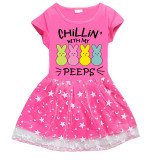 Girls Yarn Skirt Happy Easter Chillin With My Peeps Long And Short Sleeve Dress