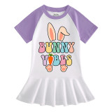 Girls Rainbow Happy Easter Bunny Vibes Long And Short Sleeve Casual Skirt