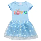 Girls Yarn Skirt Happy Easter Egg Love Long And Short Sleeve Dress