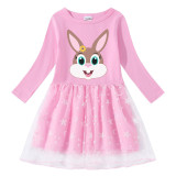 Girls Yarn Skirt Happy Easter Cute Bunny Long And Short Sleeve Dress