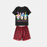Easter Family Matching Pajamas Exclusive Design Happy Easter Gnomies Bunny Black Pajamas Set