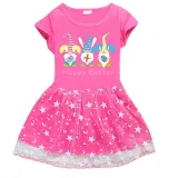 Girls Yarn Skirt Happy Easter Gnomies Bunny Long And Short Sleeve Dress