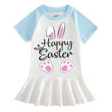 Girls Rainbow Happy Easter Bunny Love Long And Short Sleeve Casual Skirt