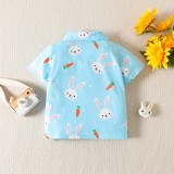 Baby Boys Happy Easter Rabbit Carrots Short Sleeve Casual Shirts