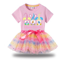 Girl Two Pieces Rainbow TuTu Happy Easter Gnomies Bunny Princess Bubble Skirt