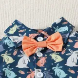 Baby Boys Happy Easter Two Pieces Rabbit Short Sleeve Shirts and Shorts Set