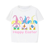 Easter Family Matching Pajamas Exclusive Design Happy Easter Gnomies Bunny White Pajamas Set