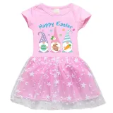 Girls Yarn Skirt Happy Easter Gnomies Long And Short Sleeve Dress