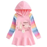Girls Rainbow Happy Easter Bunny Flower Egg Long And Short Sleeve Casual Skirt