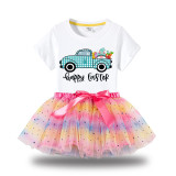 Girl Two Pieces Rainbow TuTu Happy Easter Gnomies Car Princess Bubble Skirt