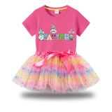 Girl Two Pieces Rainbow TuTu Happy Easter Slogan Gnomies Princess Bubble Skirt