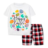 Easter Family Matching Pajamas Exclusive Design Happy Easter Elements Eggs White Pajamas Set