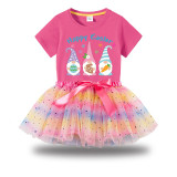 Girl Two Pieces Rainbow TuTu Happy Easter Gnomies Princess Bubble Skirt