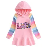 Girls Rainbow Happy Easter Bunny Love Long And Short Sleeve Casual Skirt