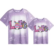 Mommy and Me Matching Clothing Top Happy Easter Love Bunny Tie Dyed Family T-shirts