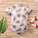 Baby Boys Happy Easter Rabbit Prints Short Sleeve Shirt Suits