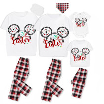 Easter Family Matching Pajamas Exclusive Design Happy Easter Cartoon Mouse White Pajamas Set