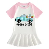Girls Rainbow Happy Easter Gnomies Car Long And Short Sleeve Casual Skirt