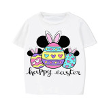 Easter Family Matching Pajamas Exclusive Design Happy Easter Cartoon Mice Eggs White Pajamas Set