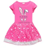 Girls Yarn Skirt Happy Easter Name Custom Bunny Long And Short Sleeve Dress