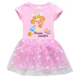 Girls Yarn Skirt Happy Easter Egg Bunny Long And Short Sleeve Dress