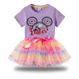 Girl Two Pieces Rainbow TuTu Happy Easter Cartoon Mouse Princess Bubble Skirt