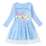 Girls Yarn Skirt Happy Easter Gnomies Long And Short Sleeve Dress