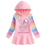 Girls Rainbow Happy Easter Name Custom Bunny Long And Short Sleeve Casual Skirt