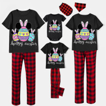Easter Family Matching Pajamas Happy Easter Rabbit Ears Eggs Black Pajamas Set