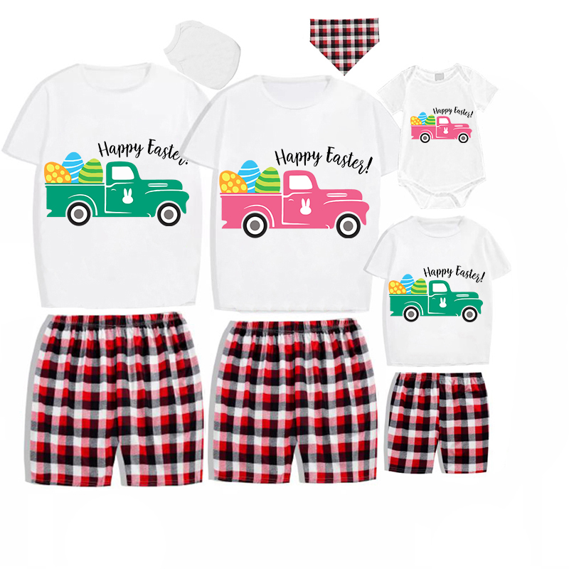 Easter Family Matching Pajamas Exclusive Design Happy Easter Car White Pajamas Set
