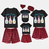 Easter Family Matching Pajamas Exclusive Design Happy Easter Gnomies Black Pajamas Set