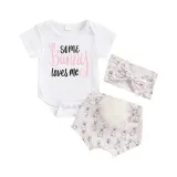 Baby Girls Happy Easter Some Bunny Loves Me Suits and Bow Headband