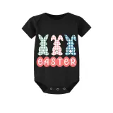 Easter Family Matching Pajamas Exclusive Design Happy Easter Bunny Black Pajamas Set
