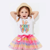 Girl Two Pieces Rainbow TuTu Happy Easter Bunny Vibes Princess Bubble Skirt