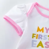 Baby Girls My First Easter 4 Pieces Short Sleeve Tutu Dress with Baby Socks and Headscarf