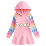Girls Rainbow Happy Easter Egg Bunny Long And Short Sleeve Casual Skirt