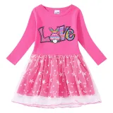 Girls Yarn Skirt Happy Easter Bunny Love Long And Short Sleeve Dress
