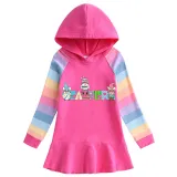 Girls Rainbow Happy Easter Slogan Gnomies Long And Short Sleeve Casual Skirt