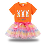 Girl Two Pieces Rainbow TuTu Happy Easter Chillin With My Peeps Bunny Princess Bubble Skirt