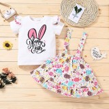 Baby Girls Happy Easter Bunny T-shirts Candy Floral Backless Dress