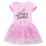 Girls Yarn Skirt Happy Easter Bunny Love Long And Short Sleeve Dress