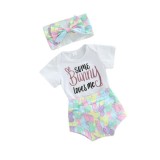 Baby Girls Happy Easter Some Bunny Loves Me Suits and Bow Headband