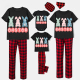 Easter Family Matching Pajamas Exclusive Design Happy Easter Bunny Black Pajamas Set