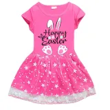 Girls Yarn Skirt Happy Easter Bunny Love Long And Short Sleeve Dress