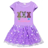 Girls Yarn Skirt Happy Easter Rabbits Long And Short Sleeve Dress