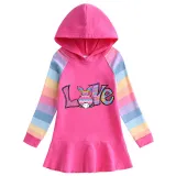 Girls Rainbow Happy Easter Bunny Love Long And Short Sleeve Casual Skirt
