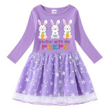 Girls Yarn Skirt Happy Easter Chillin With My Peeps Bunny Long And Short Sleeve Dress