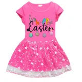 Girls Yarn Skirt Happy Easter Eggs Long And Short Sleeve Dress