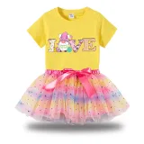 Girl Two Pieces Rainbow TuTu Happy Easter Gnomies Love Princess Bubble Skirt