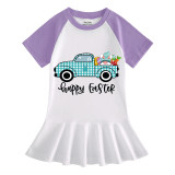 Girls Rainbow Happy Easter Gnomies Car Long And Short Sleeve Casual Skirt